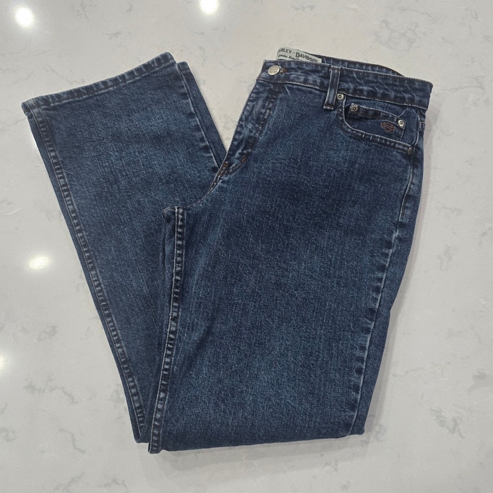 Harley Davidson Womens Bootcut Jeans Dark Wash Biker Moto Y2K Size 12